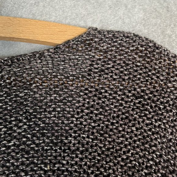 J Jill Tunic Sweater Womens Medium Black Silver Metallic Oversized Knit Slub - Picture 13 of 13